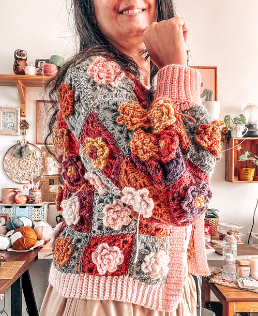 Rust & Roses Cardigan Crochet pattern (Exclusive CAL) Discord Subscription only