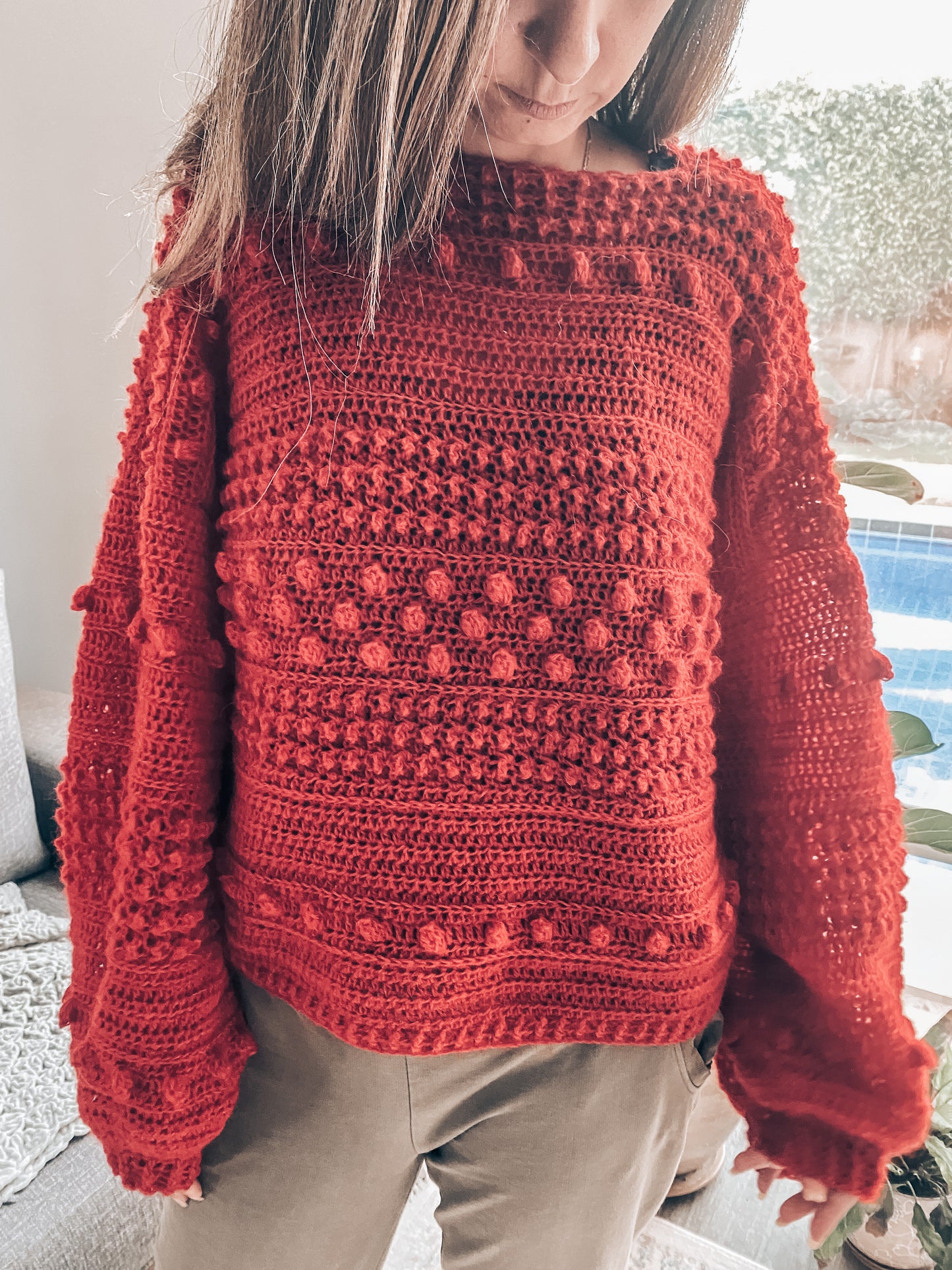 Jasmine Coral sweater (Mohair Edition) Crochet Pattern