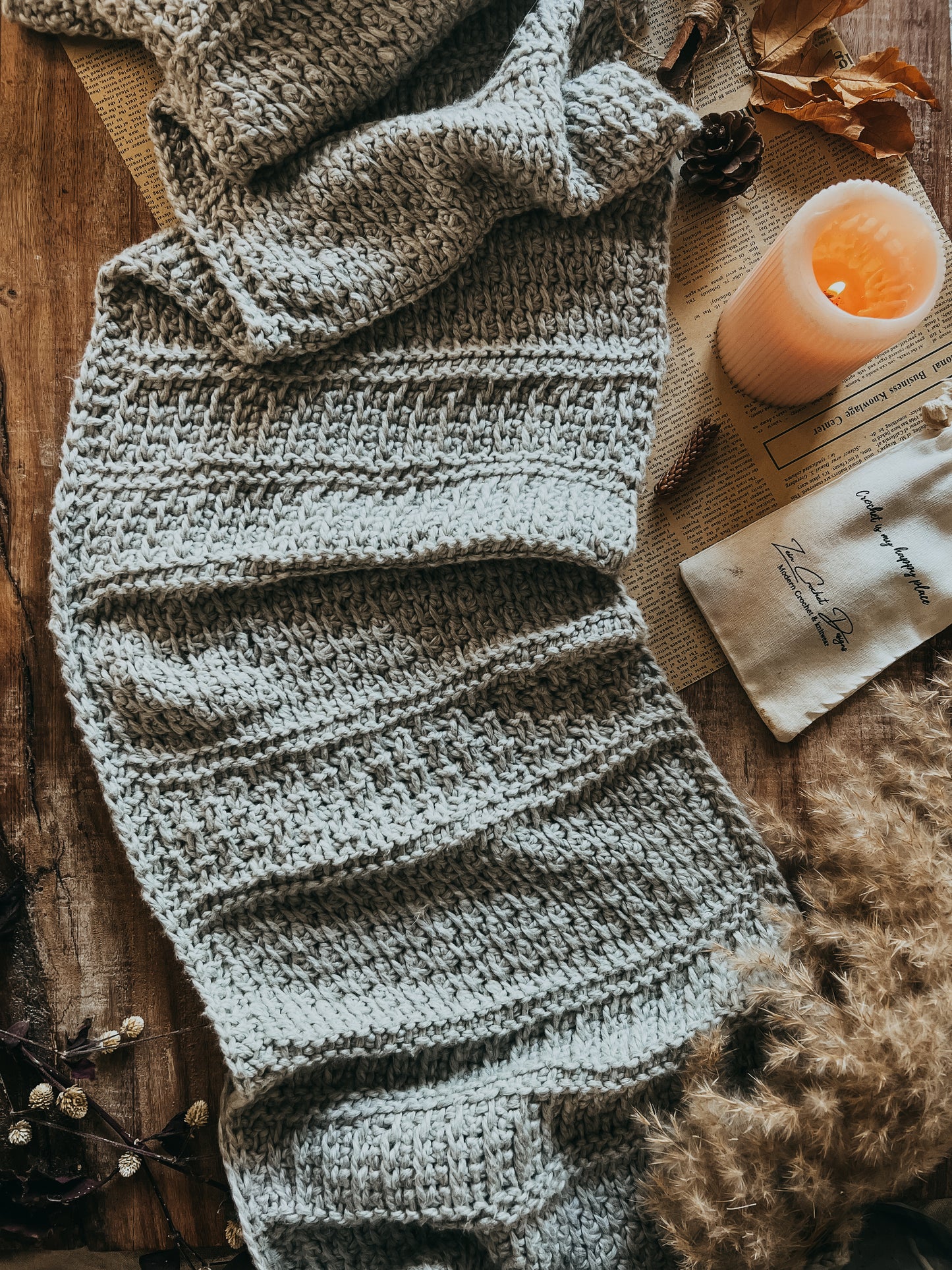 Winter notes Wrap Tunisian Crochet pattern