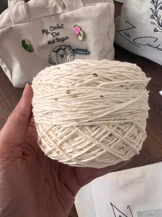 Cotton sequins yarn / خيط قطن ترتر