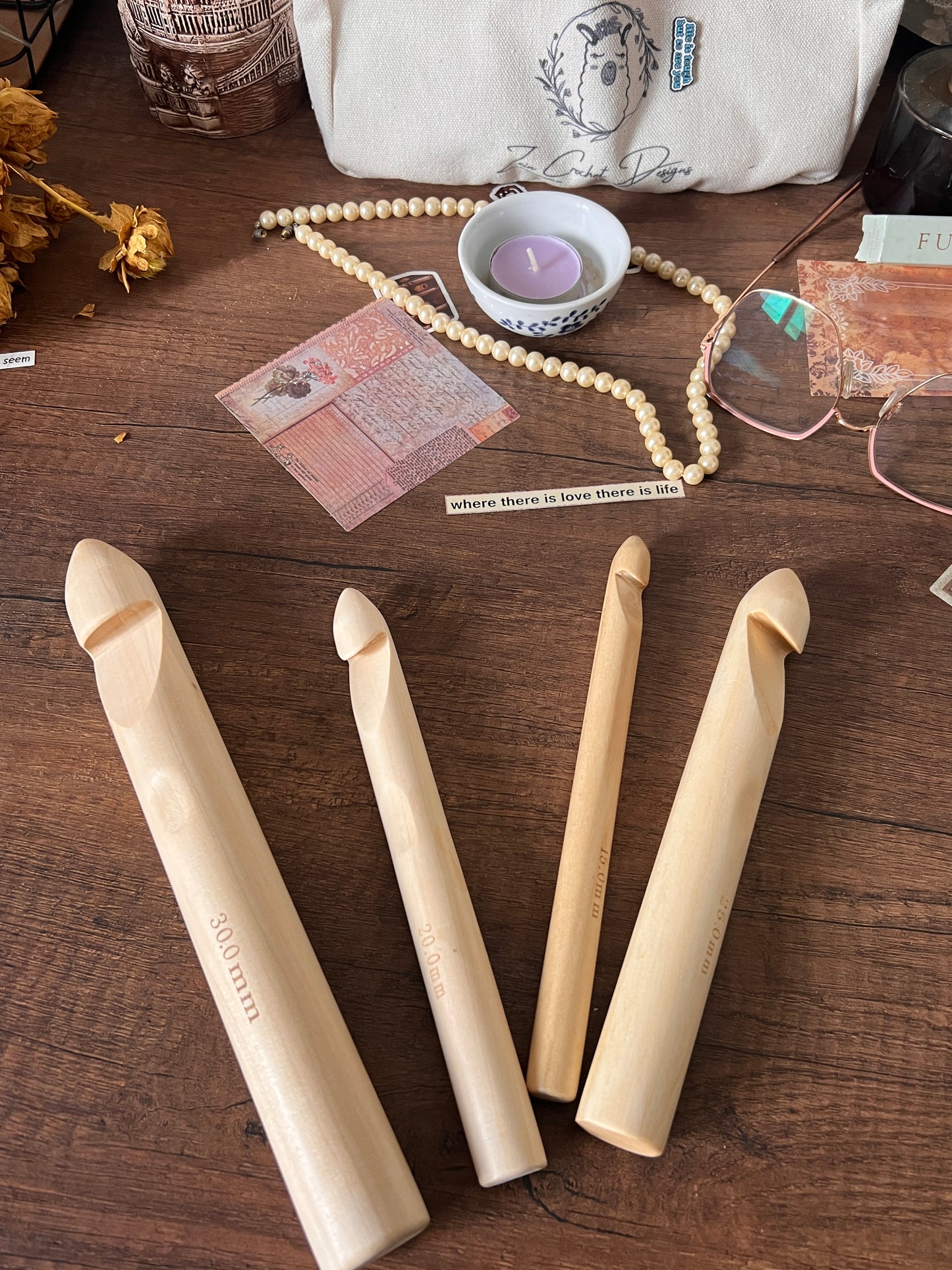 Wooden / Bamboo large Crochet hooks