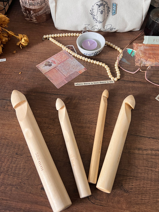 Wooden / Bamboo large Crochet hooks