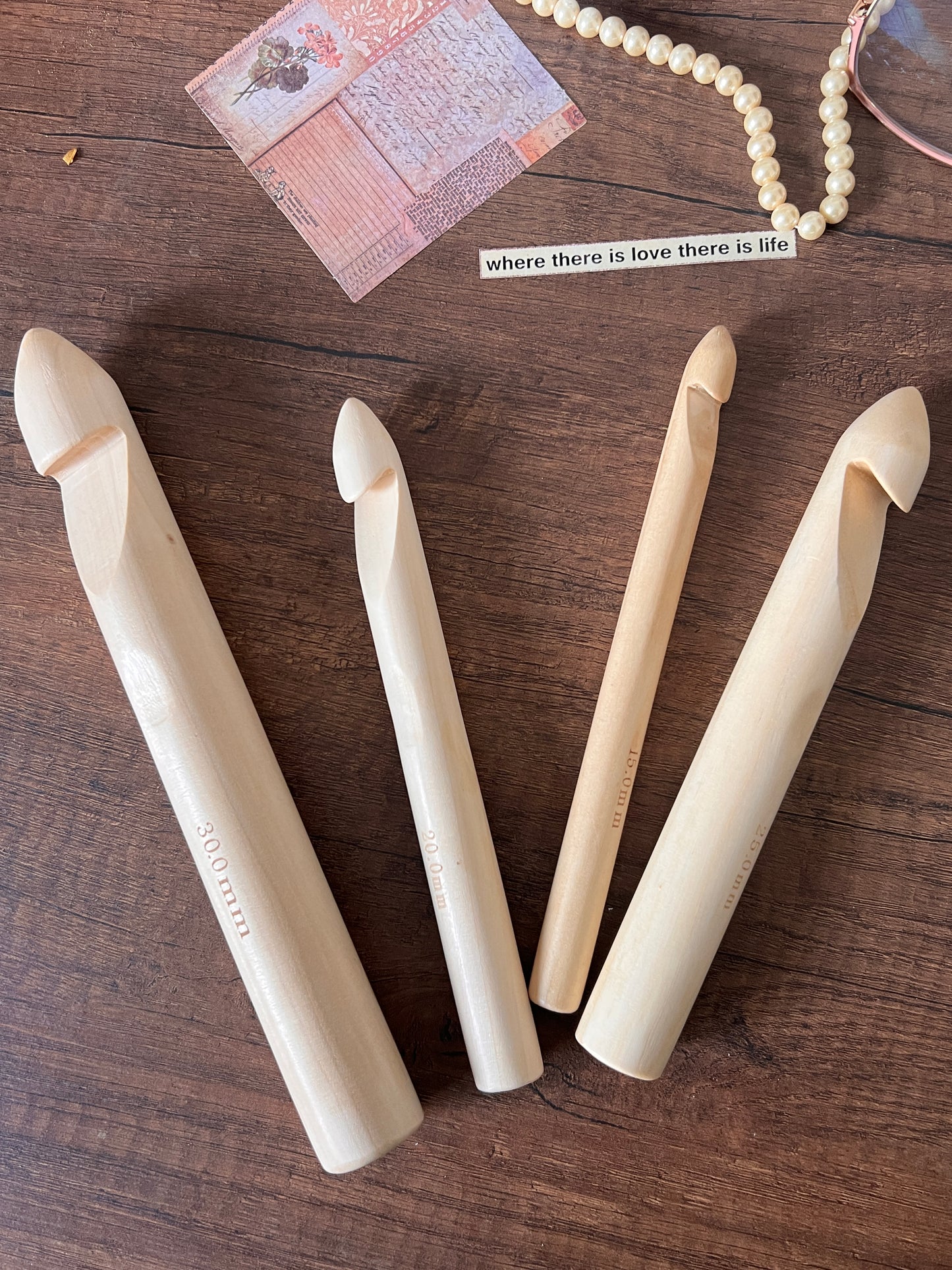 Wooden / Bamboo large Crochet hooks