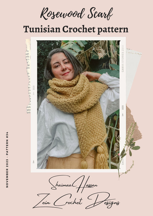 Rosewood  Scarf  Tunisian Crochet pattern