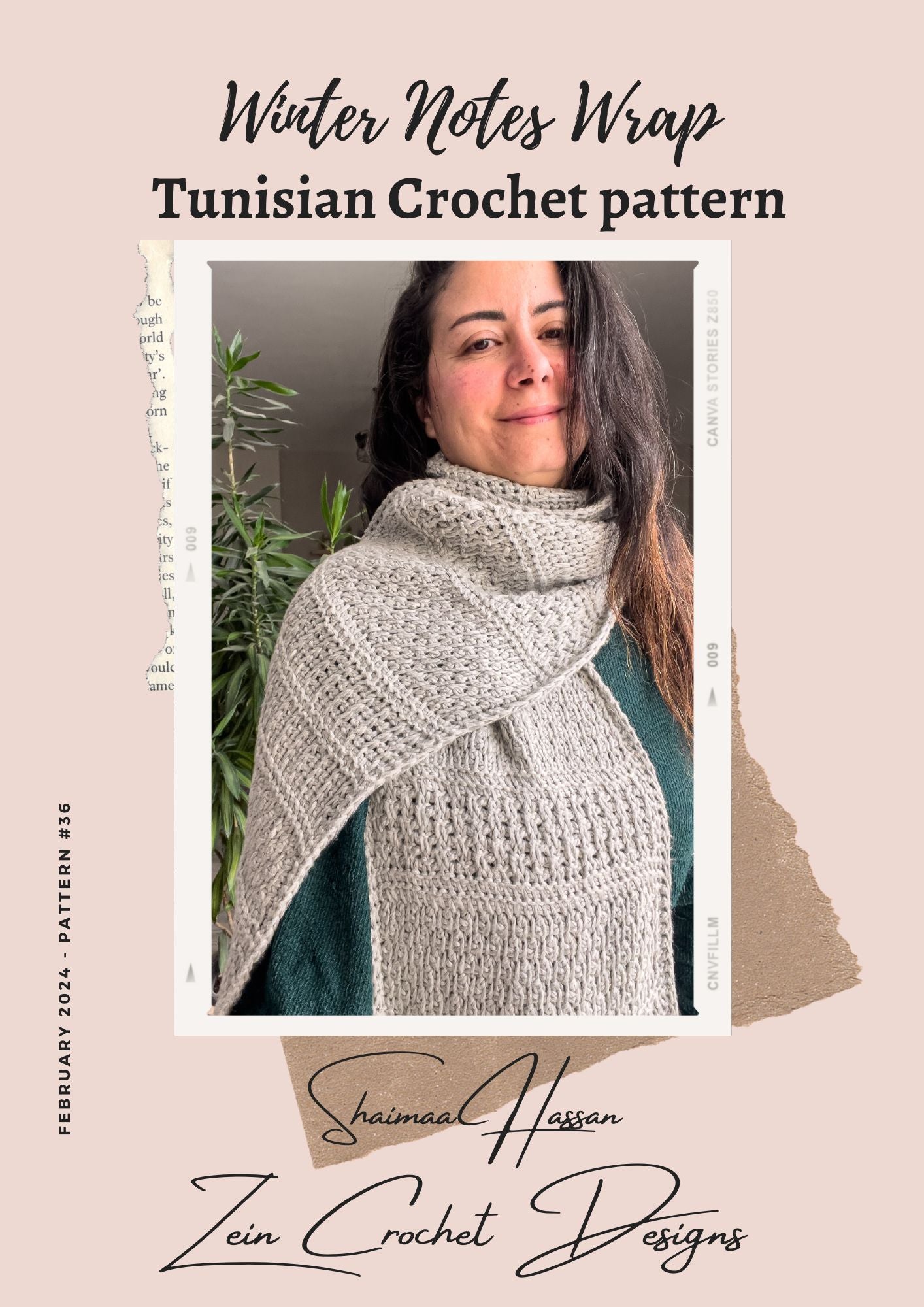 Winter notes Wrap Tunisian Crochet pattern