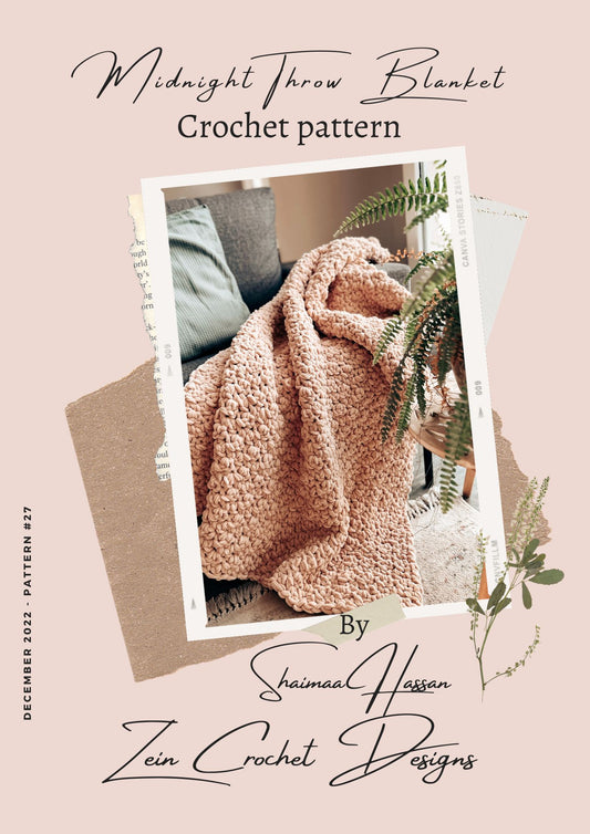 The Midnight Throw Blanket Crochet Pattern+video tutorial